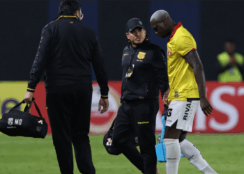 Felipe Caicedo, durante el partido de Barcelona SC ante Independiente del Valle por Copa Libertadores, el 27 de mayo de 2025.